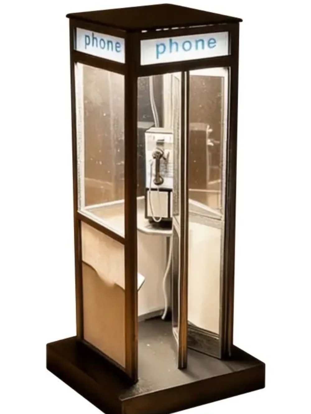 Vintage Style Phone Booth Table Lamp in Black and Glass - Picture 2 of 4
